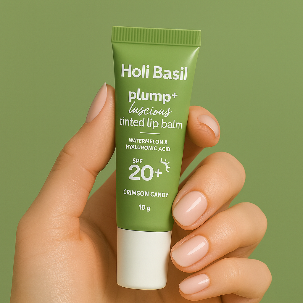 Holi Basil Plump+ Luscious Tinted Lip Balm – Crimson Candy (SPF 20+)